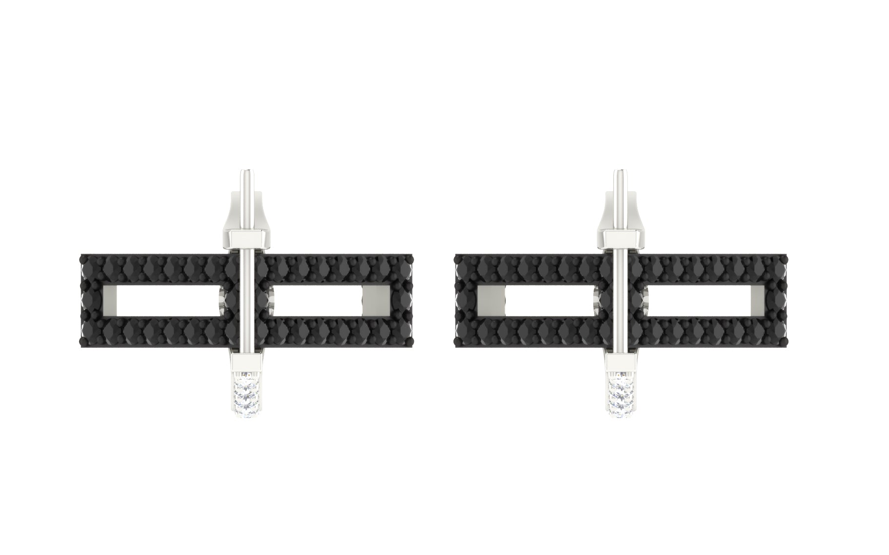 Nidal Jewels | Diamond Duet Square Silver Hoops